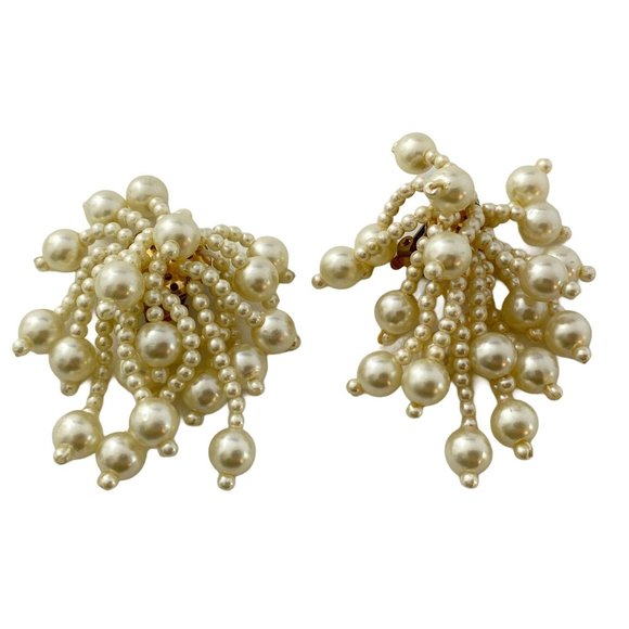 Vintage Pearl Cha Cha Statement Earrings - Picture 1 of 4